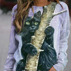 Women's Long Sleeve Jumper with Round Neck Print