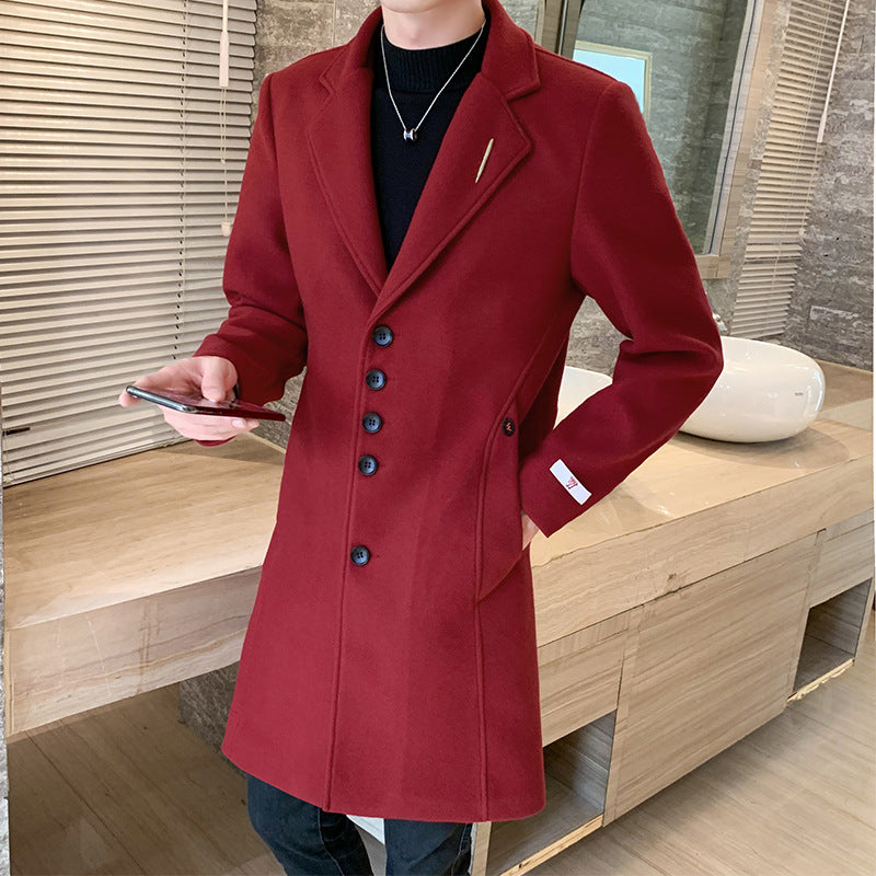 Slim Woolen Coat in Solid Colors by Fashion Brand