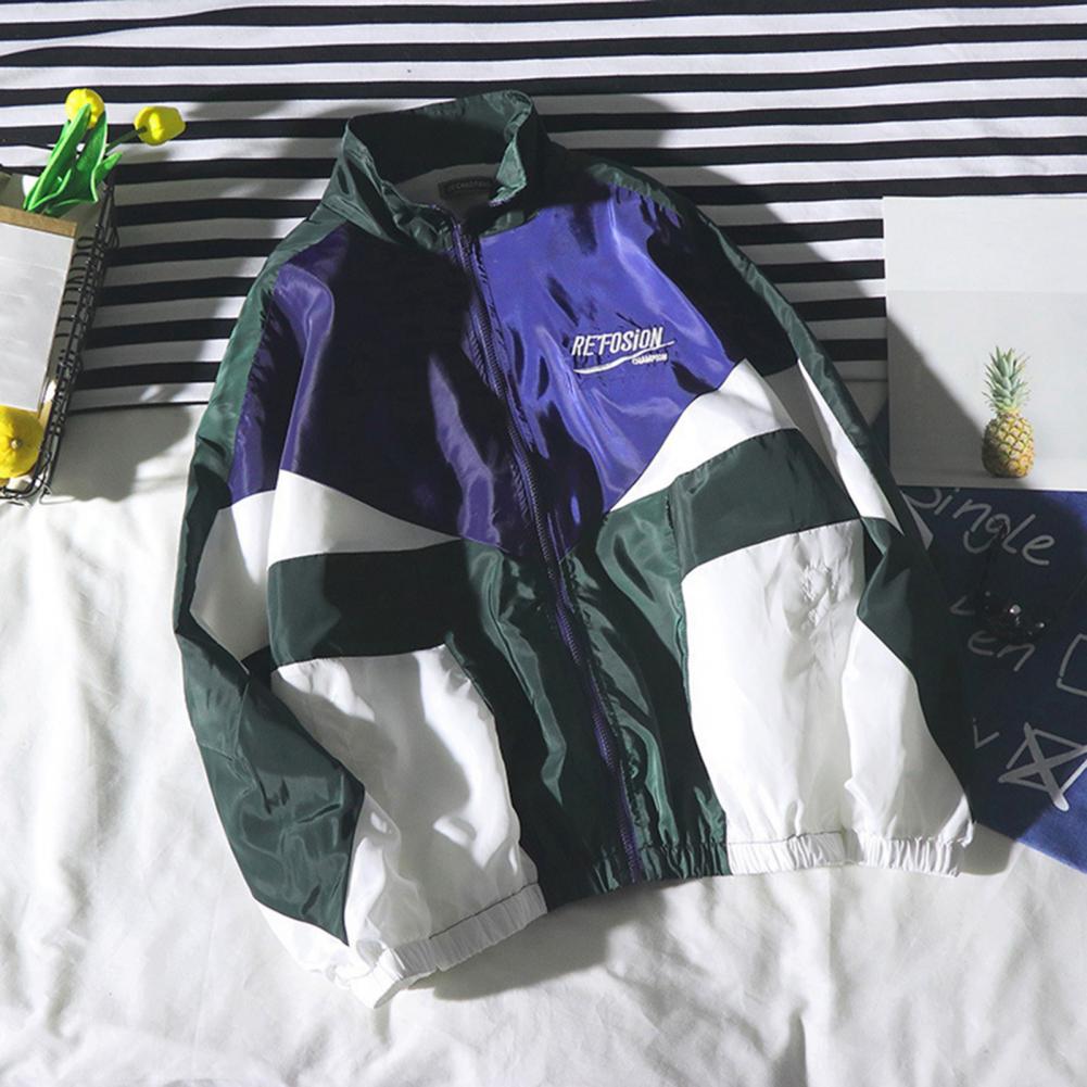 Hip Hop Patchwork Windbreaker Jacket for Men and Women