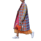 Plaid Lapel Casual Long Coat in European and American Style
