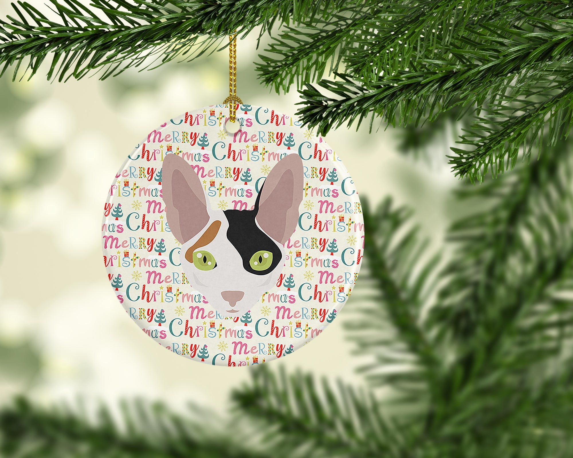 Cornish Rex Cat Christmas Ceramic Ornament