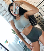 Knot Ribbed Bra Crop Top Yoga Sports Bra