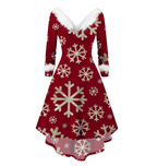 Women's Casual Dress with Christmas Plush Collar