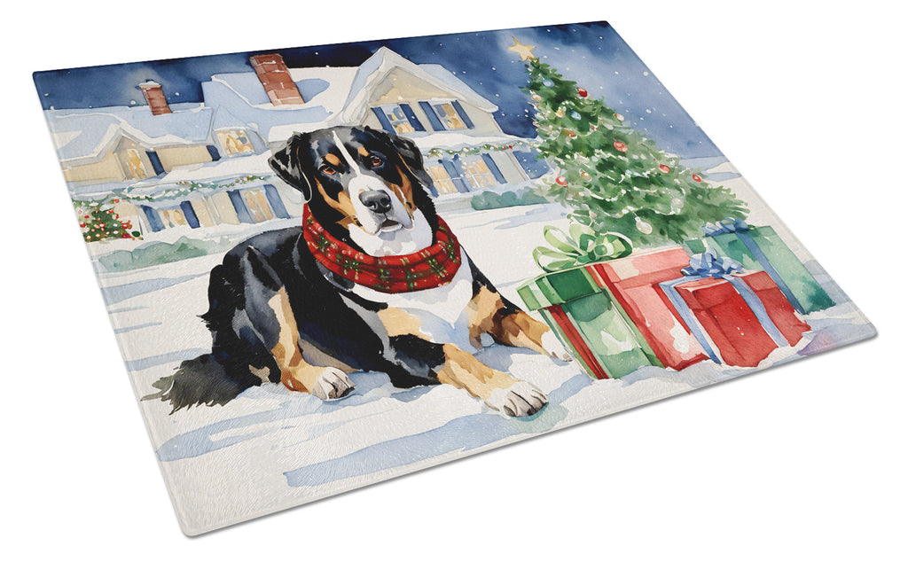Entlebucher Mountain Dog Cozy Christmas Glass Cutting Board