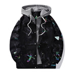 Plus Size Men's Hooded Bomber Windbreaker Jacket