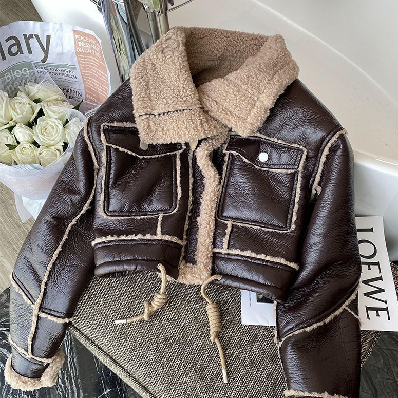 Thick Fur Coat for Girls with Stand Collar