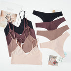 Women’s Seamless Ice Silk Bra and Thong Lingerie Set