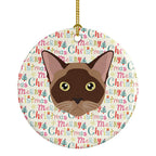 Burmese Cat Christmas Ceramic Ornament