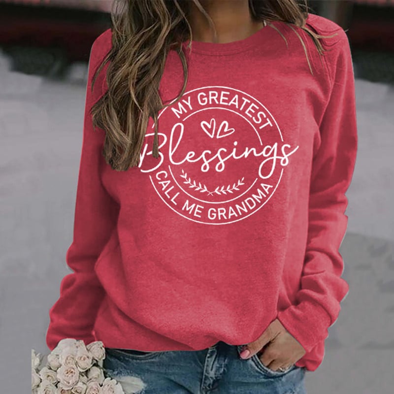 Plus Size Women's Long Sleeve Printed Sweater