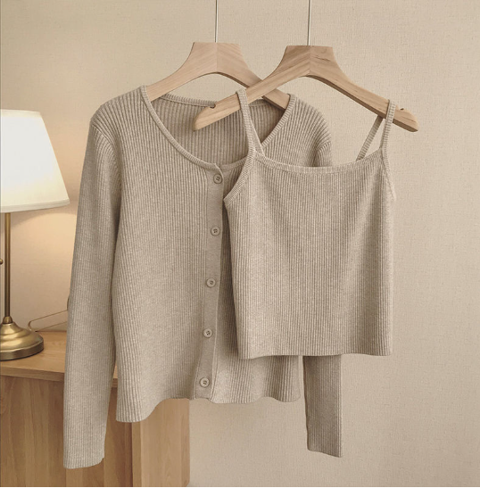 Slim Cardigan Set with Tank Top (One Set)