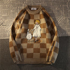 Harajuku Girl Color Block Lattice Sweater 2023