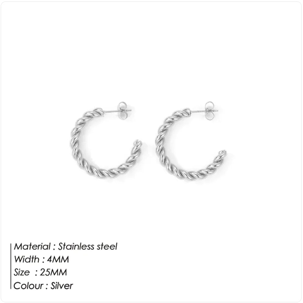 Gold-Plated Stainless Steel C Twist Earrings | Jewelry