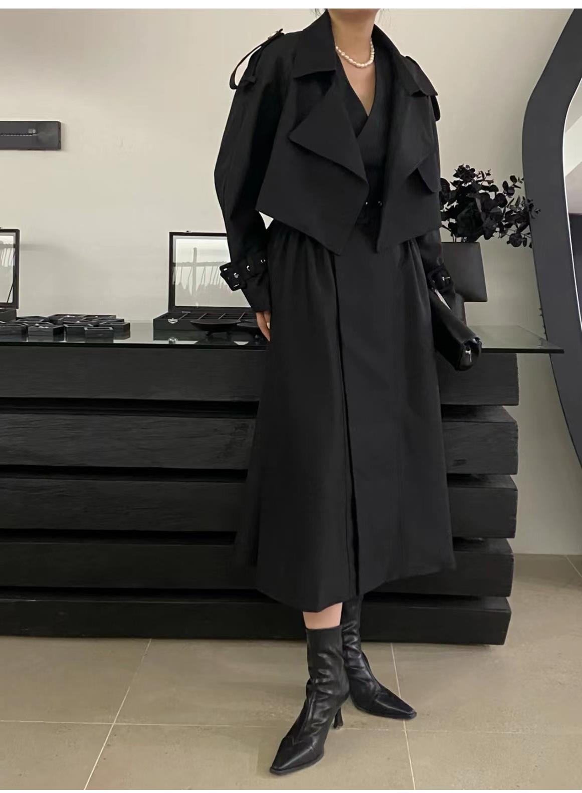 Elegant Sleeveless Dress and Trench Coat Set