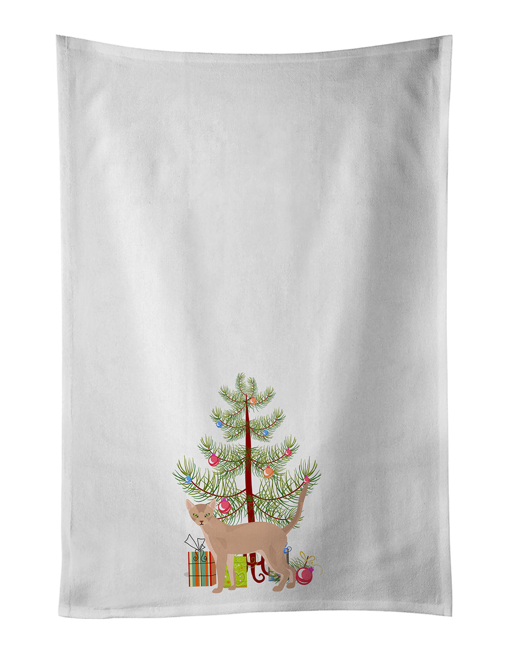 Fawn Abyssinian Cat Christmas Kitchen Towel Set of 2