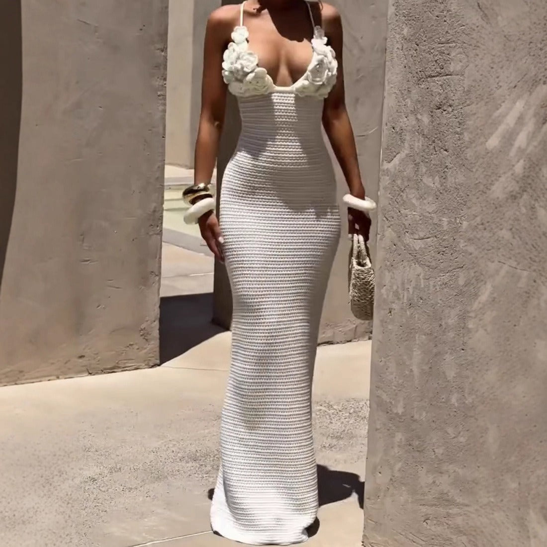 Women's 3D Floral Camisole Maxi Dress
