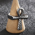 Textured Ankh Cross Ring