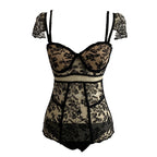 Black Lace Sheer Teddy Bodysuit