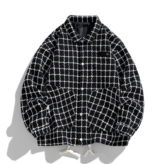 Punk Style Single Breasted Plaid Jacket for Men