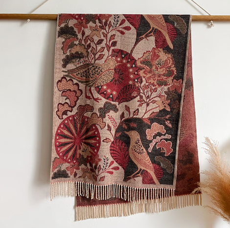 Season Ethnic Birds And Plants Warm Scarf Shawl