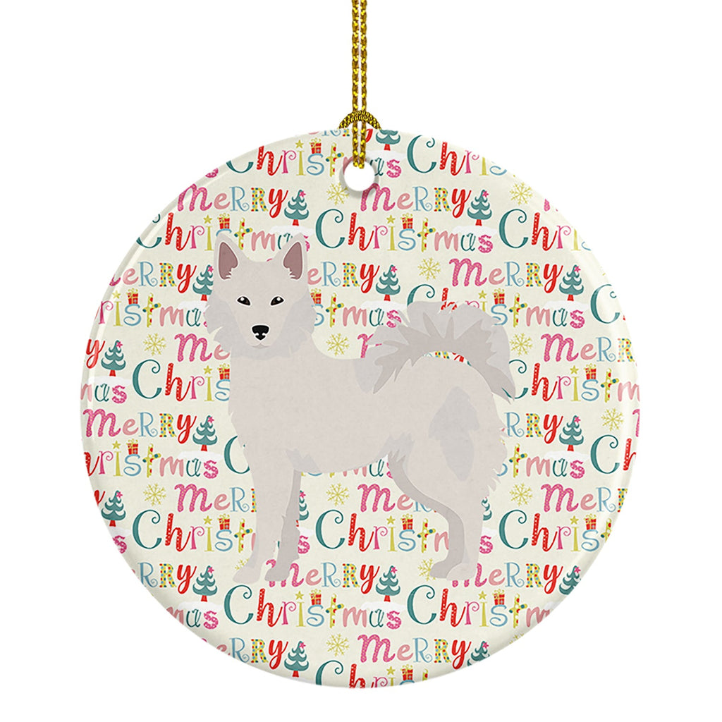Danish Spitz Merry Christmas Ceramic Ornament