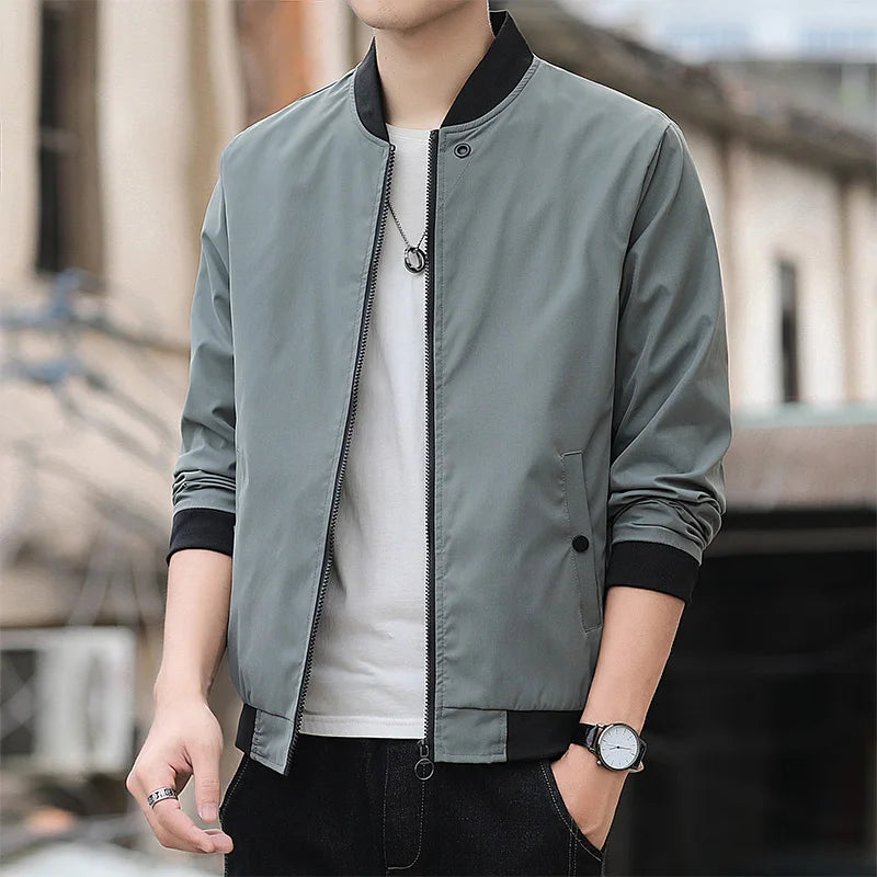 BROWON Men's Solid Color Bomber Jacket Casual Wear