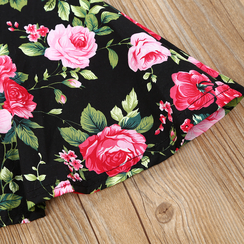 Summer Floral Dress for Toddler Girls with Bow Headband