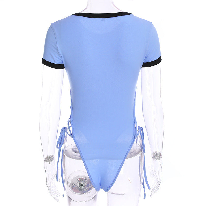 Women's Summer Short Sleeve Bodysuit with Cutouts