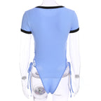 Women's Summer Short Sleeve Bodysuit with Cutouts