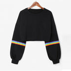 Women's Long Sleeve Color Block Short Neck Sweatshirt | Streetwear