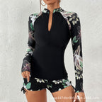 2024 Plus Size Floral Long Sleeve Swimsuit for Surfing