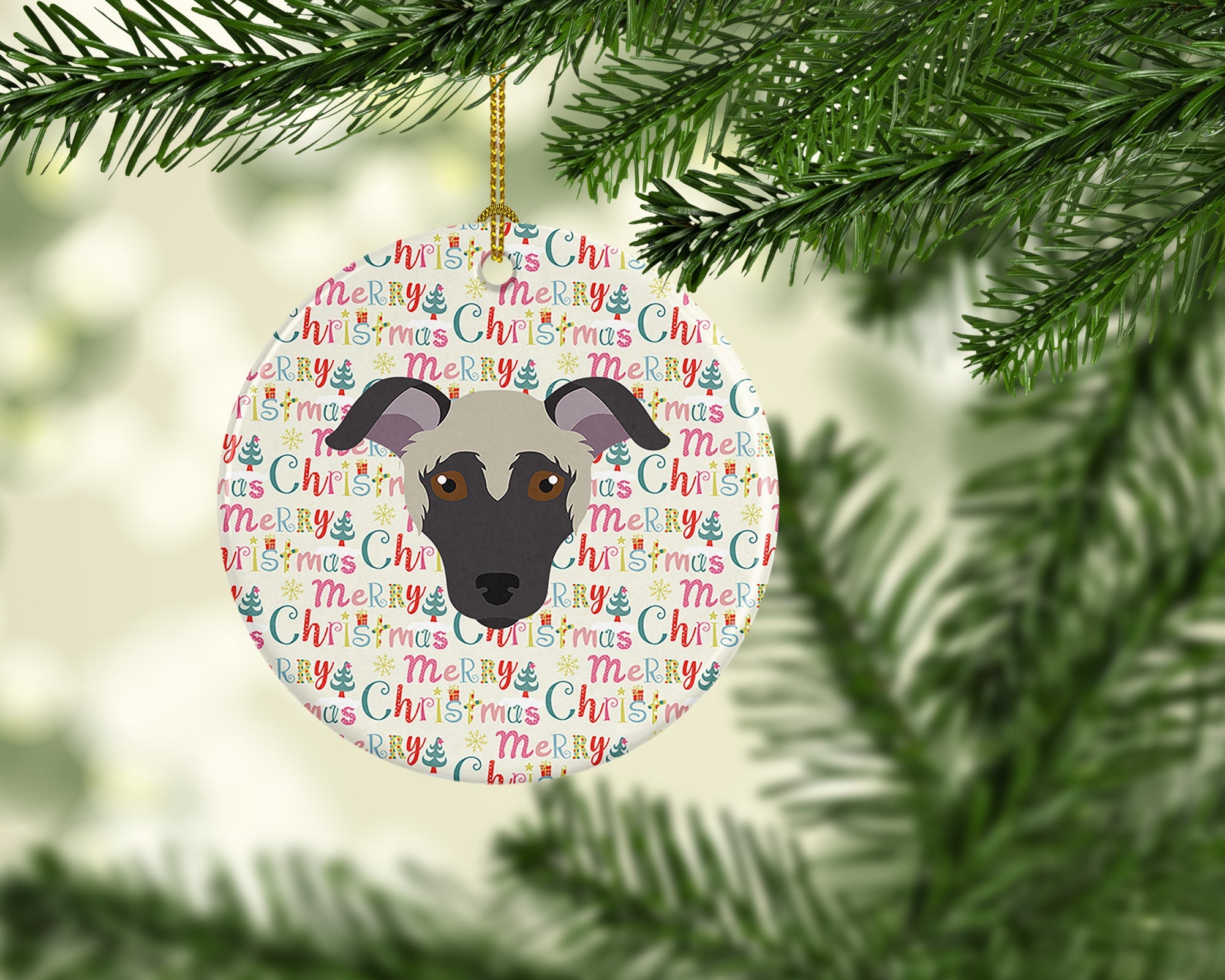 Argentine Pila Dog Merry Christmas Ceramic Ornament