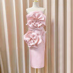 Women's Pure Color Tube Top Dress in Fashionable Style