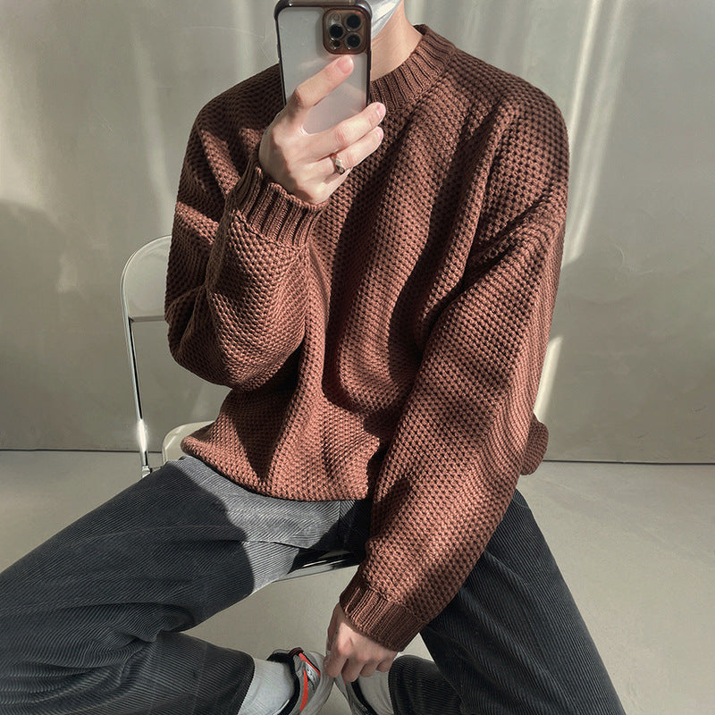 Loose Trend Pineapple Pattern Long-sleeve Sweater Top