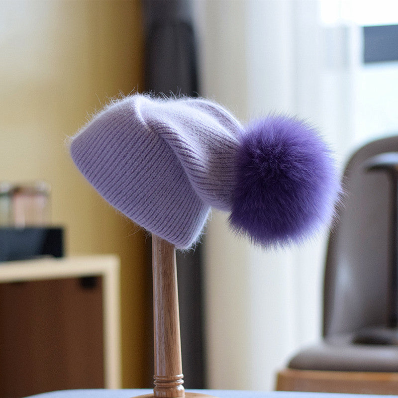 Women's Fashion Fox Fur Wool Hat | Embroidered Cap