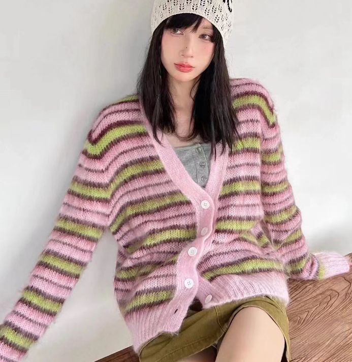 Mink Wool Loose Knit Cardigan for Relaxed Style
