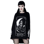 Gothic Dark Moon Letter Print Long Sleeve Sweater