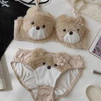 Plush Bear Cute Bra Set Without Steel Ring
