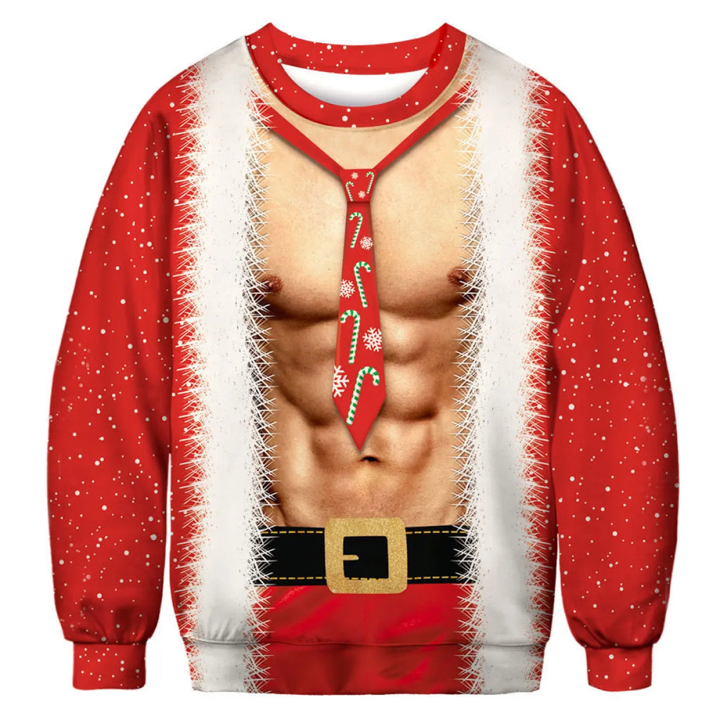 Men's Santa Claus Print Long Sleeve Pullover Sweater | Streetwear
