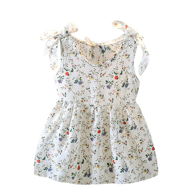 Baby Summer Floral Princess Dress with Sleeveless Tie