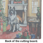 Keeshond Cozy Christmas Glass Cutting Board