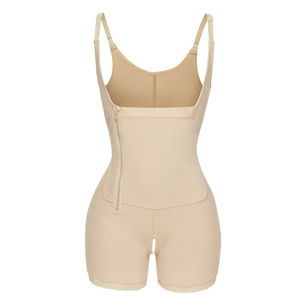 Side Zipper Buckle Tummy Tuck Bodysuit