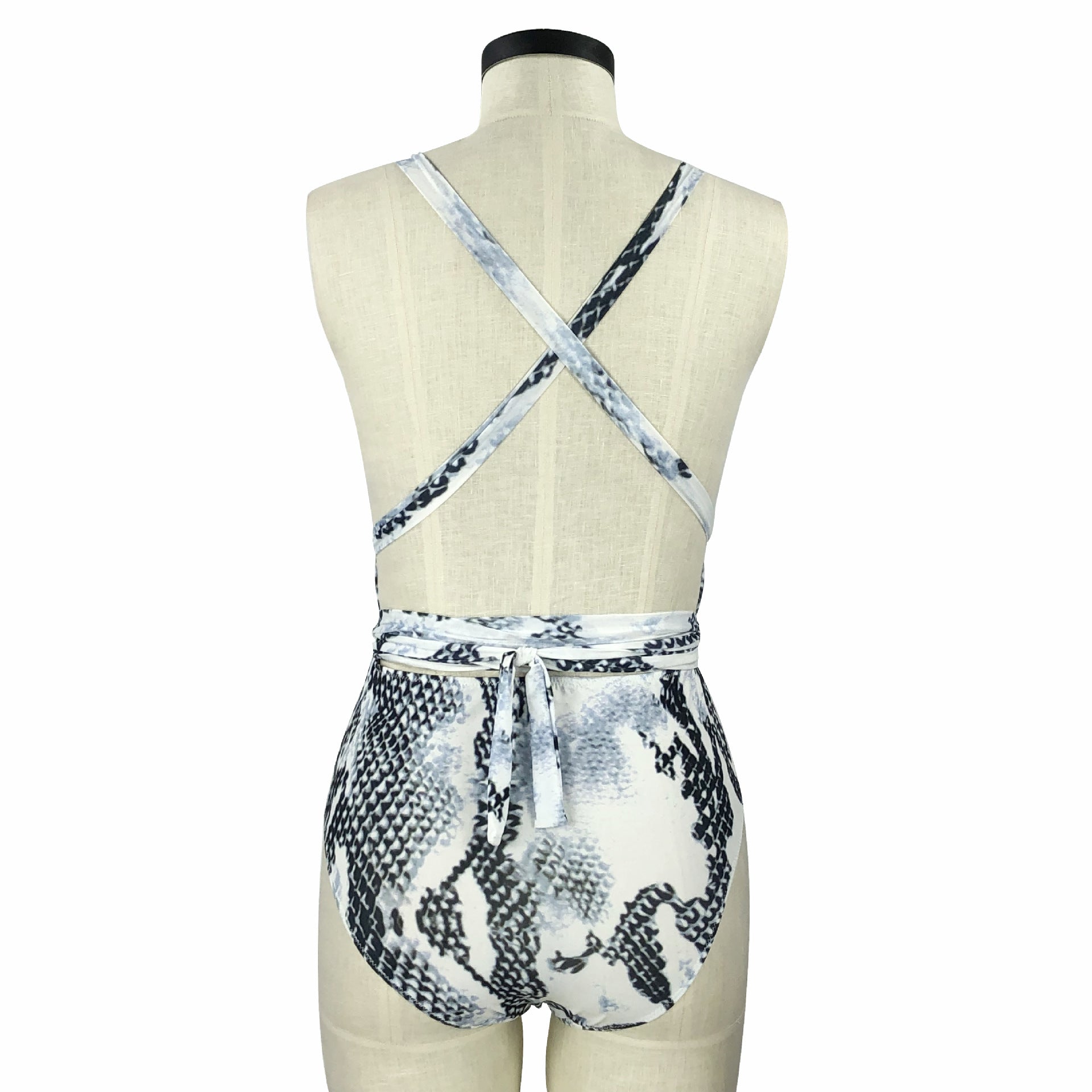 Snake Print Deep V One-Piece Swimsuit