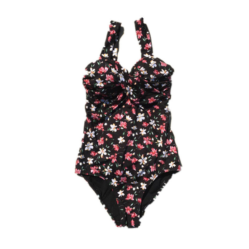 Retro Floral One-Piece Swimsuit for Women