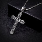Jesus Cross Crucifix Pendant Necklace - Titanium Steel