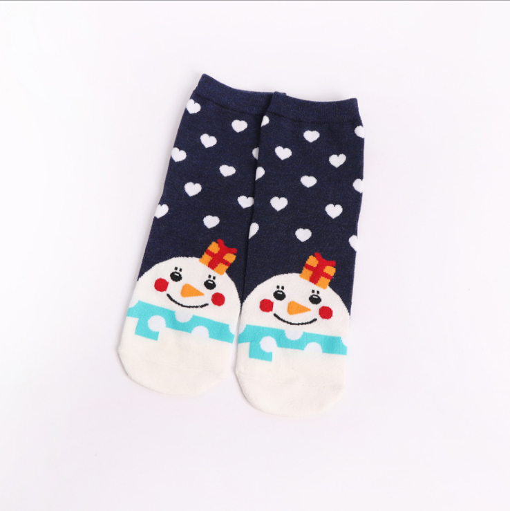 Cute Cartoon Christmas Socks for Women, Cotton Crew Length