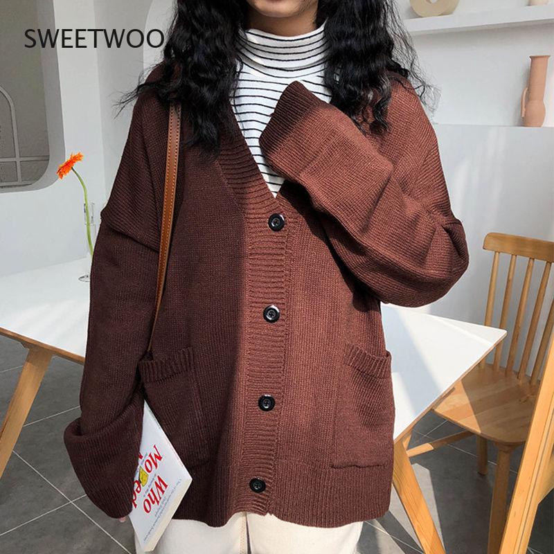 Women's V-Neck Long Sleeve Cardigan - 7 Colors Available