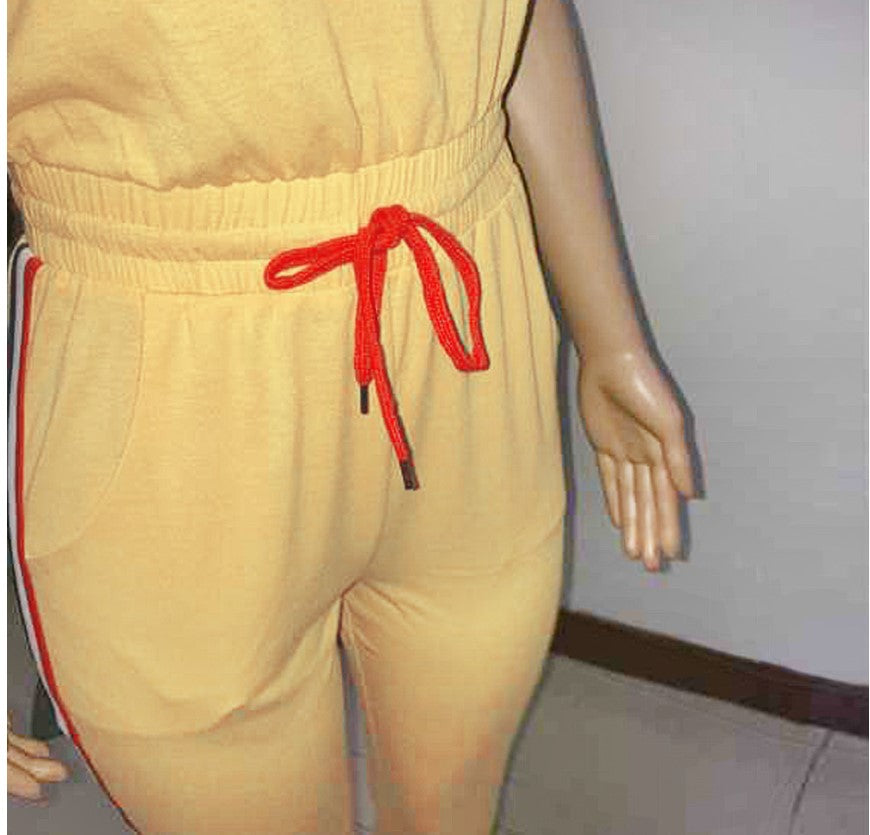 Striped Corset Jumpsuit with Waist Tie (One Piece)