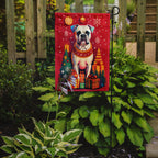 White Boxer Holiday Christmas Garden Flag