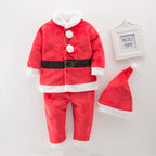 Children's Christmas Long Sleeve Outfit with Hat (3 Pieces) | Embroidered Cap