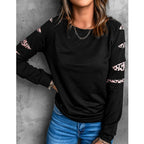 Black Leopard Print Merry Christmas Sweatshirt for Women | Streetwear